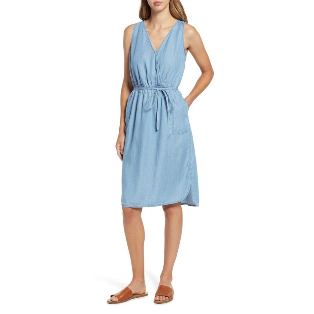 BEACHLUNCHLOUNGE COLLECTION Womens Blue Elastic Waist Rounded Hem Dress XS